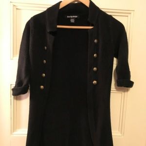 Long Black Sweater with Muted Gold Studs